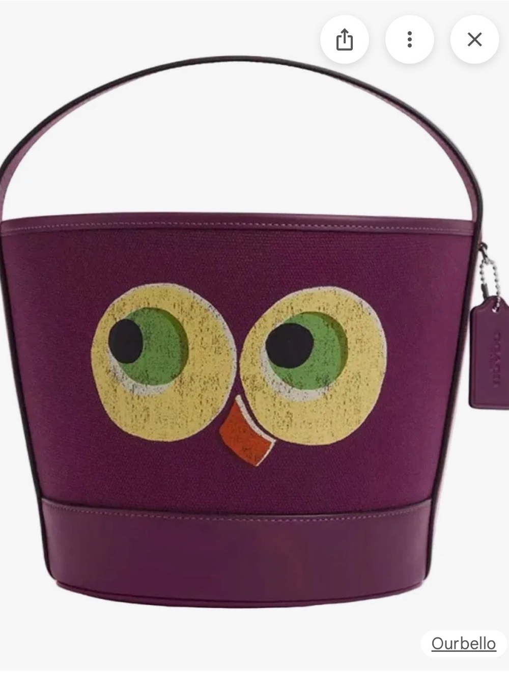 Coach Purple owl, trick-or-treat bucket with Eye Motif